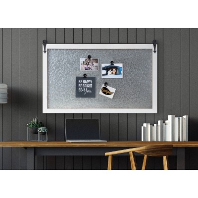 White Barn Door Wood Framed Magnetic Board