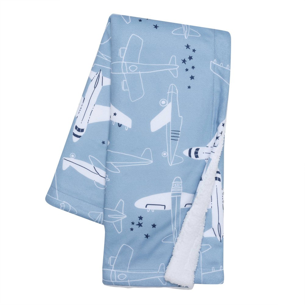 Photos - Children's Bed Linen Bedtime Originals Little Aviator Blue/White Airplane Soft Fleece Baby Blanket