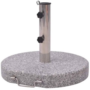vidaXL Parasol Stand Grey Polished granite and stainless steel 17.7 in - 1 of 2