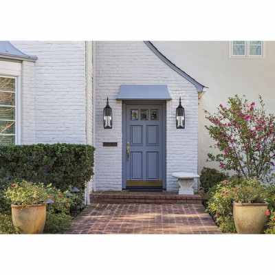 Montpelier Matte Black 2-Light Outdoor Wall Lantern with Clear Seeded Glass