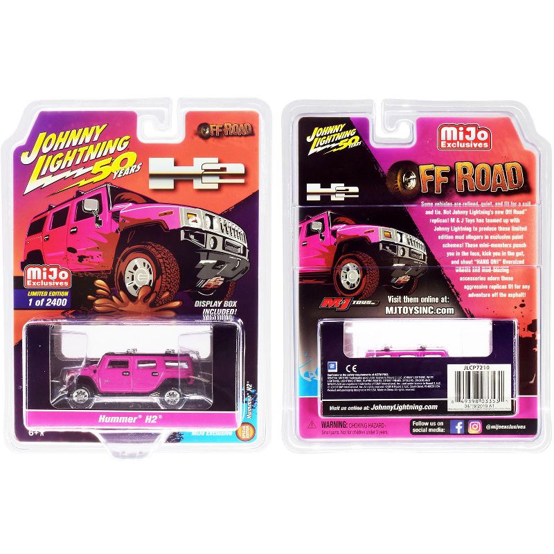 Hummer H2 Pink "Off-Road" "Johnny Lightning 50th Anniv." Ltd Ed to 2400 pcs 1/64 Diecast Model Car by Johnny Lightning, 3 of 4