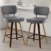 Bekrvio 26"/29" Mid-Century Modern Swivel Bar Stools Set of 1/2/3/4- Faux Leather Upholstered with Back and Bent Wood Legs,Ideal for Kitchen Island - 2 of 4