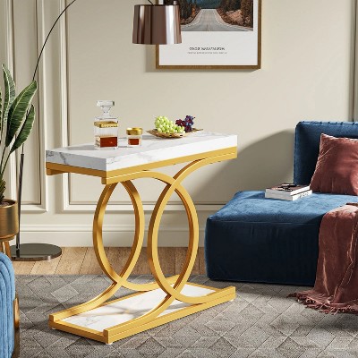 Hommoo Modern End Table, Faux Marble Side Table Bedside Accent Table
