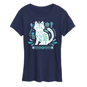 Women's - Instant Message - Scandinavian Cat Short Sleeve Graphic T-Shirt - 1 of 4