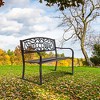 Tangkula Antique Metal Garden Bench Patio Park Outdoor w/ Armrest Welcome Pattern - 2 of 4