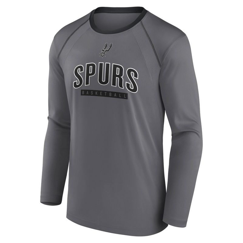 NBA San Antonio Spurs Men&#39;s Long Sleeve Gray Pick and Roll Poly Performance T-Shirt, 2 of 4
