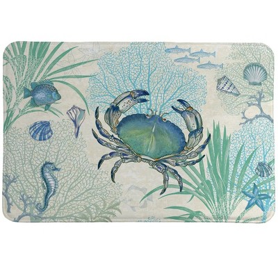 Laural Home Blue Crab 20"W x 30"L Memory Foam Rug