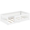 CAVINAS Twin Size Wood Montessori Bed with Slats,House-Shaped Floor Bed with Heightened Safety Guardrails and Door,Toddler Bed for Bedroom - 4 of 4