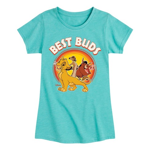 Girls' - Disney - Simba, Pumbaa, & Timon Best Buds Fitted Short Sleeve Graphic T-Shirt - image 1 of 4