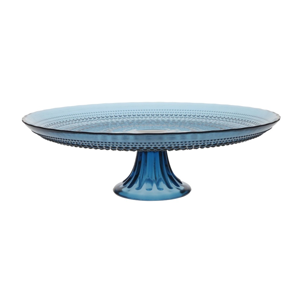 Photos - Serving Pieces 13" Blue Glass Jupiter Cake Stand Blue - Fortessa Tableware Solutions