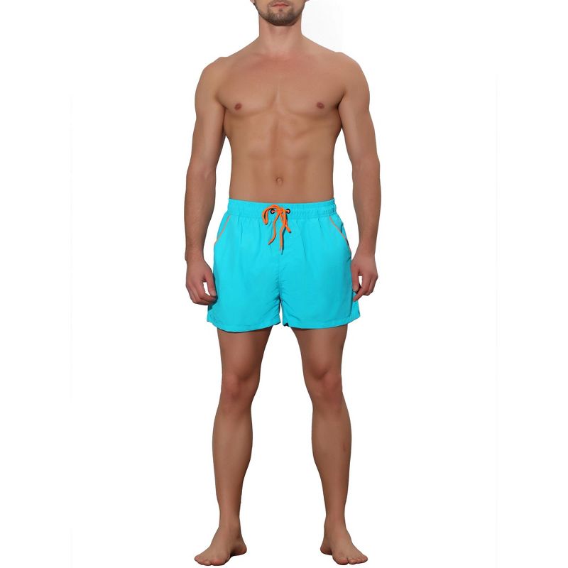 Lars Amadeus Men's Vacation Solid Color Drawstring Elastic Waist Swim Short, 2 of 6