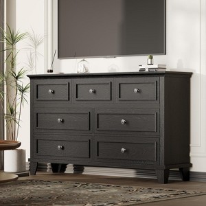 47" Wide 7-Drawer Dresser TV Stand | Large Wooden Storage w/ Metal Handles | Multi-Room Chest of Drawers for Bedroom, Living Room & Hallway - 1 of 4