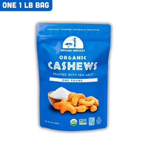 Mavuno Harvest Organic Dry Roasted Sea Salt Flavored Cashews, a Delicious Vegan Healthy Snack Packed with Essential Vitamins - 1 LB Bag - 1 of 4