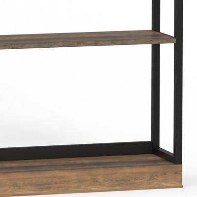 Oslo 37" Aged Maple & Black Metal 3-Shelf Etagere Bookcase