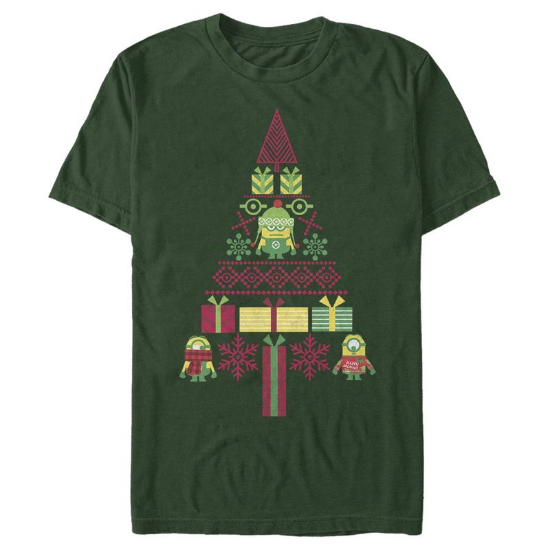 Men's Despicable Me Ugly Christmas Minons Tree 2D T-Shirt, 1 of 5