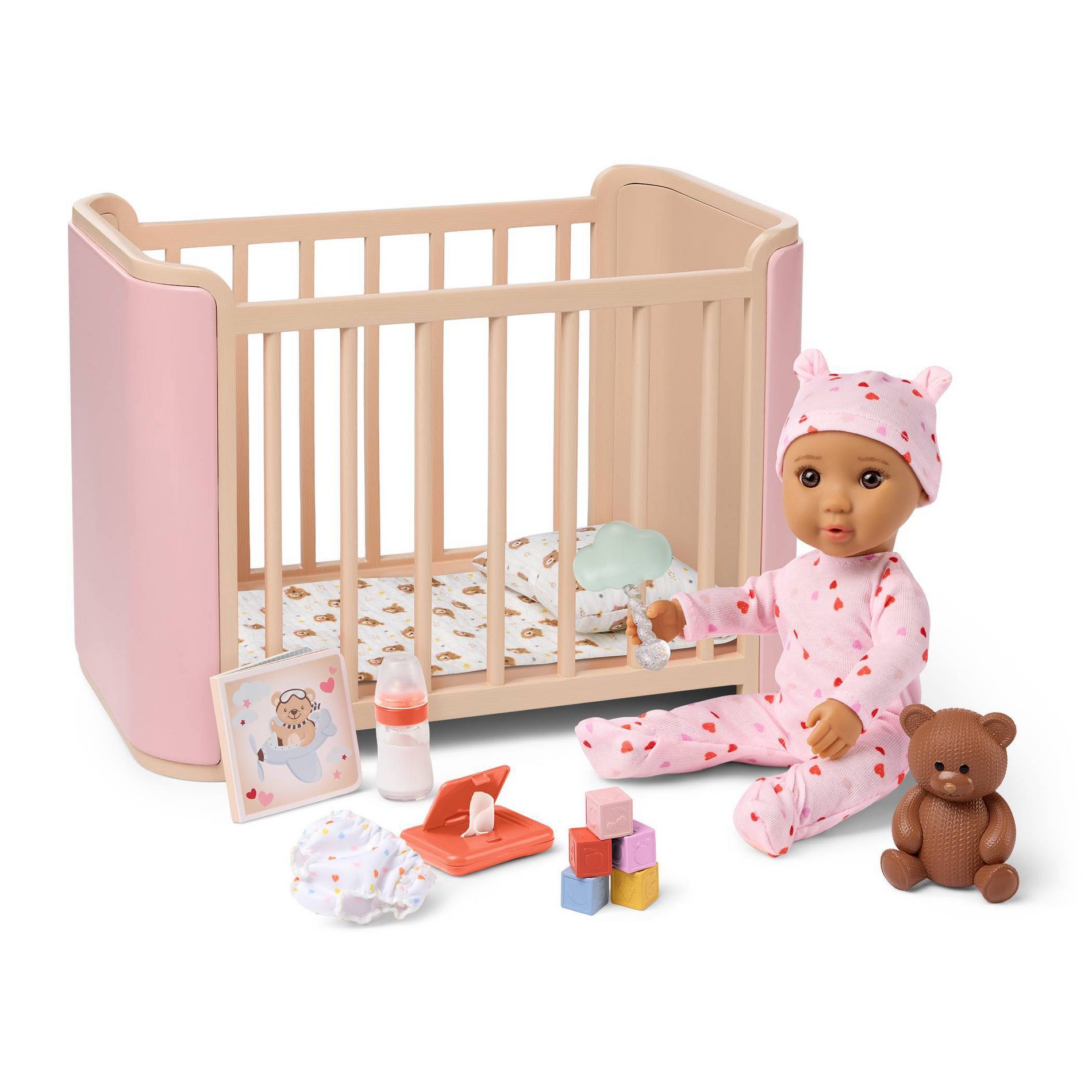 Our Generation 8" Baby Doll Alba and Crib Set Accessories for 18" Dolls
