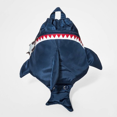 Boys' 3D Shark Fin Cinch Drawstring Backpack - Cat & Jack™ Navy