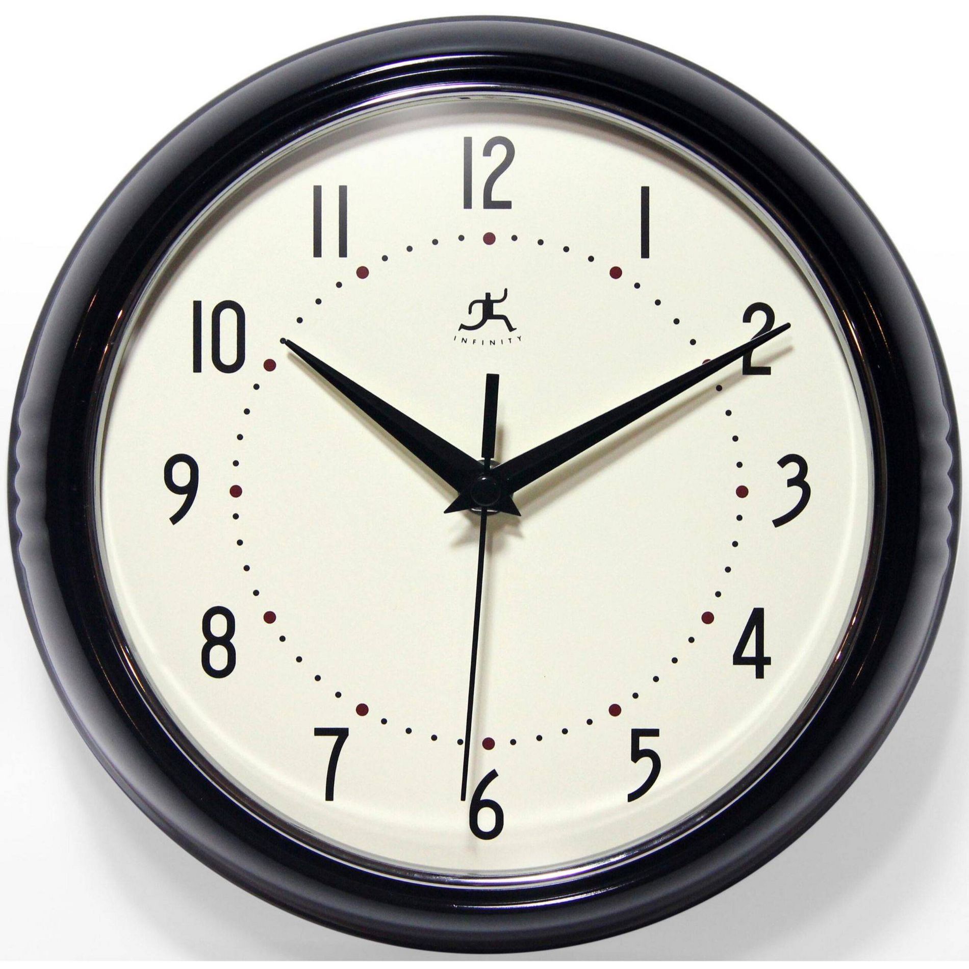 9.5" Retro Metal Wall Clock Black - Infinity Instruments