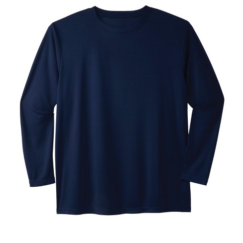 KingSize Men's Big & Tall Moisture Wicking Long-Sleeve Crewneck Tee - Tall  - 5XL, Blue