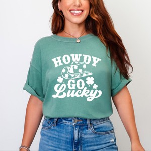 Simply Sage Market Howdy Go Lucky Clovers Garment Dyed Tee - 1 of 4