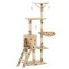 vidaXL Cat Tree Beige with paw prints Particle board, Sisal rope, Soft plush - 2 of 4