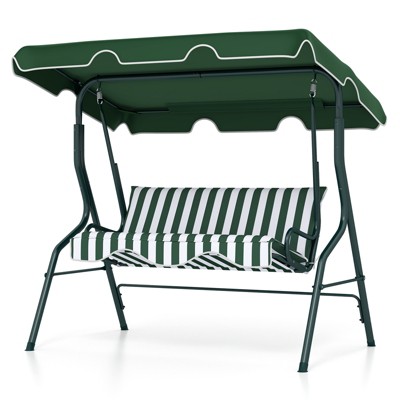 Tangkula 3-Seats Outdoor Glider Hammock with Adjustable Waterproof Canopy Aluminum Frame Patio Swing Chair