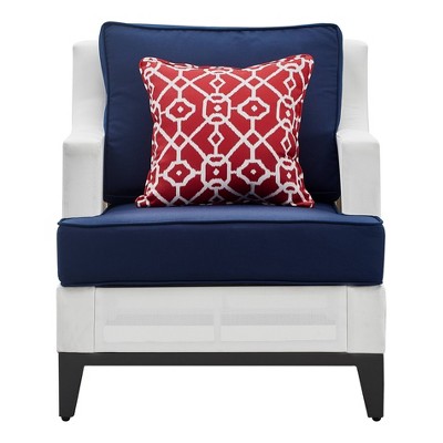 Hampton Outdoor Mesh Chair with Cushions - White & Navy - Finch