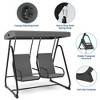 2-Person Outdoor Swing Chair with Adjustable Canopy – Heavy Duty Patio Glider, Removable Cushions, Dark Grey - 4 of 4
