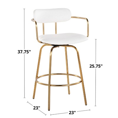 Demi 26" Black Faux Leather Swivel Counter Stools with Chrome Frame