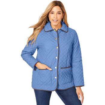 Jessica London Women's Plus Size Snap-Front Quilted Coat