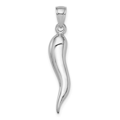 Black Bow Jewelry 14k Yellow or White Gold Large Solid Italian Horn Pendant, 5 x 33mm