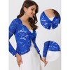 INSPIRE CHIC Women's Tie Front Ruffled Hem Floral Lace Sheer Crop Bolero Shrug - 2 of 4