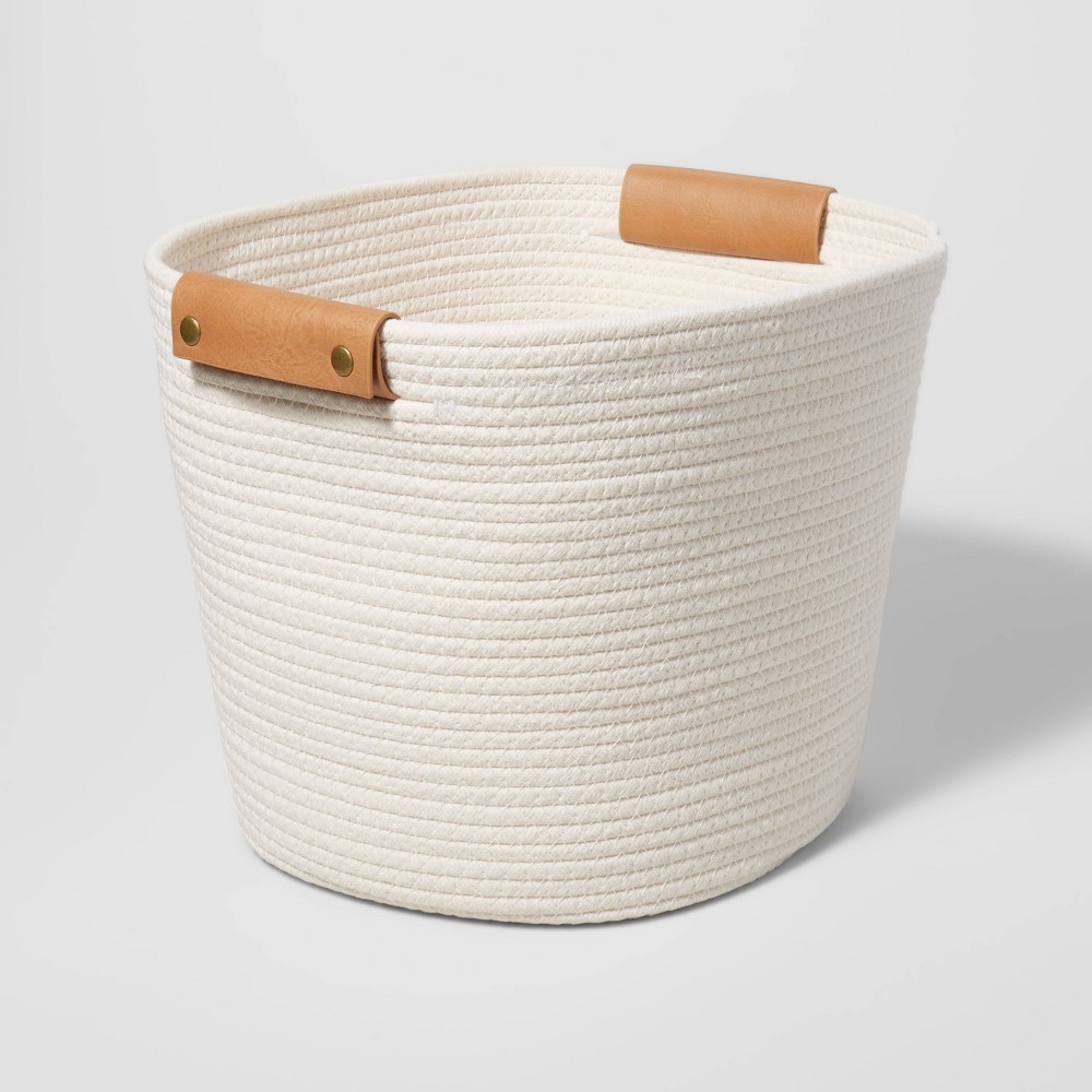 Photos - Other interior and decor 13" Decorative Coiled Rope Basket Cream - Brightroom™