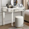 Okak 47IN Modern Half-Moon Mirrored Console Table, Accent Table with Drawer and Mirror Decoration, Entry Table for Living Room, Foyer - 3 of 4