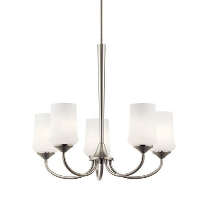 Aubrey Brushed Nickel 5-Light Chandelier with Opal Glass Shades