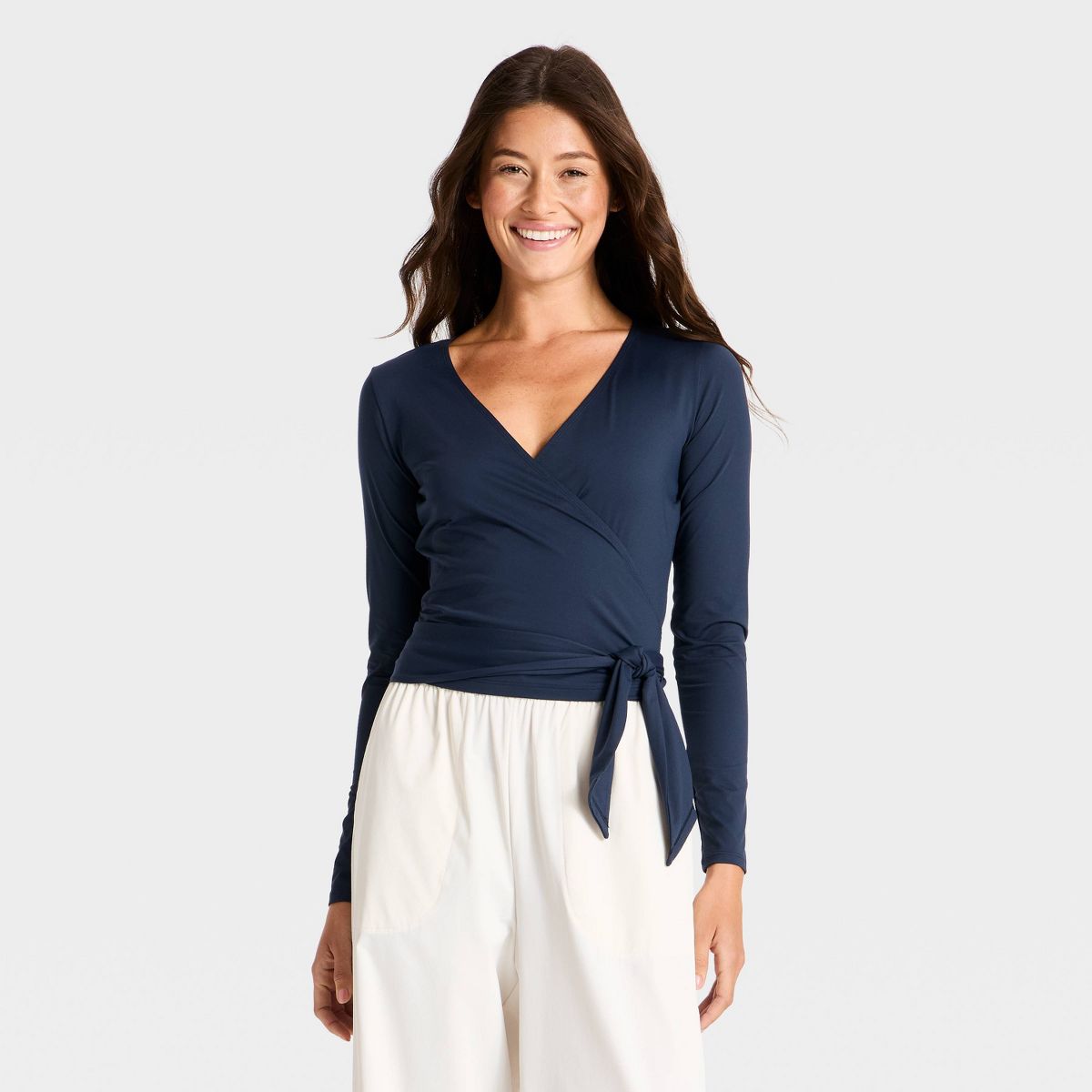 Women's Knit Long Sleeve Wrap Top - All In Motion™ - thumbnail 7