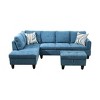 AndMakers 97 in. W Square Arm 3-piece L Shaped Polyester Modern Sectional Sofa in Blue with Storage - 3 of 4