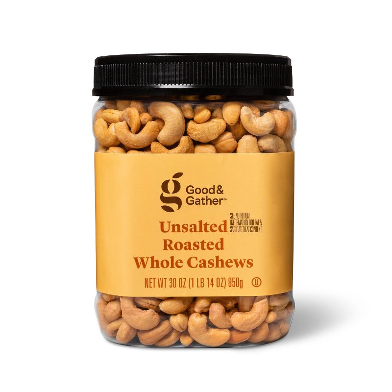 Unsalted Roasted Whole Cashews - 30oz - Good &#38; Gather&#8482;, 1 of 7