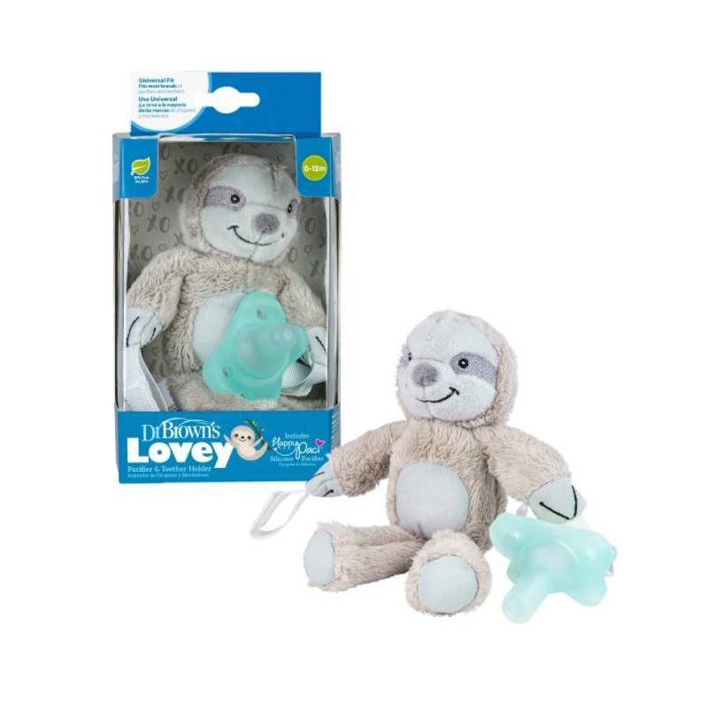Dr. Brown&#39;s Lovey Pacifier &#38; Teether Holder with HappyPaci 100% Silicone Pacifier - Sloth, 3 of 13