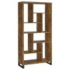 1pc Industrial Style Bookcase Ten Shelves Bookshelf Rustic Antique Nutmeg Black Metal Base Home Office - 2 of 4