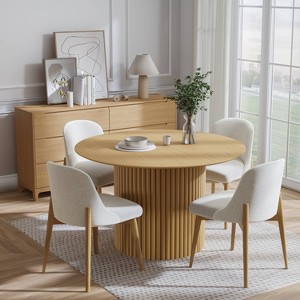 Dovelina 46" Round Dining Table Modern Wood Kitchen Table Dining Room Table for 6 People - Natural Wood - 1 of 4