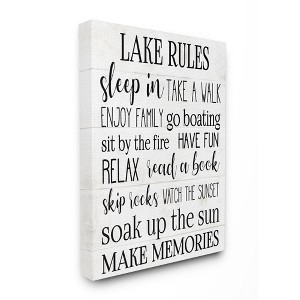 Stupell Industries Motivational Lake Rules Sign Text Styles Black White - 1 of 4