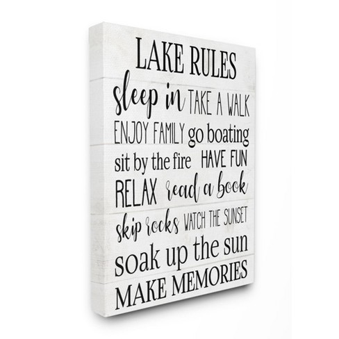 Stupell Industries Motivational Lake Rules Sign Text Styles Black White - image 1 of 4