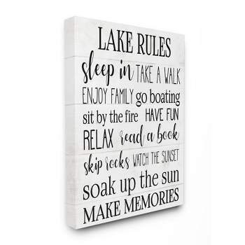 Stupell Industries Motivational Lake Rules Sign Text Styles Black White