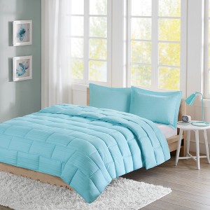 Ava Seersucker Down Alternative Comforter Set (Twin) Aqua - 2pc, Blue