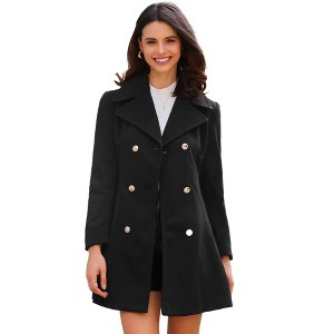 INSPIRE CHIC Women's Winter Long Lapel Collar Double Breast Coats - 1 of 4