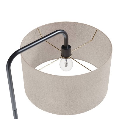 63" Oil Rubbed Bronze Arc Floor Lamp with Beige Linen Shade