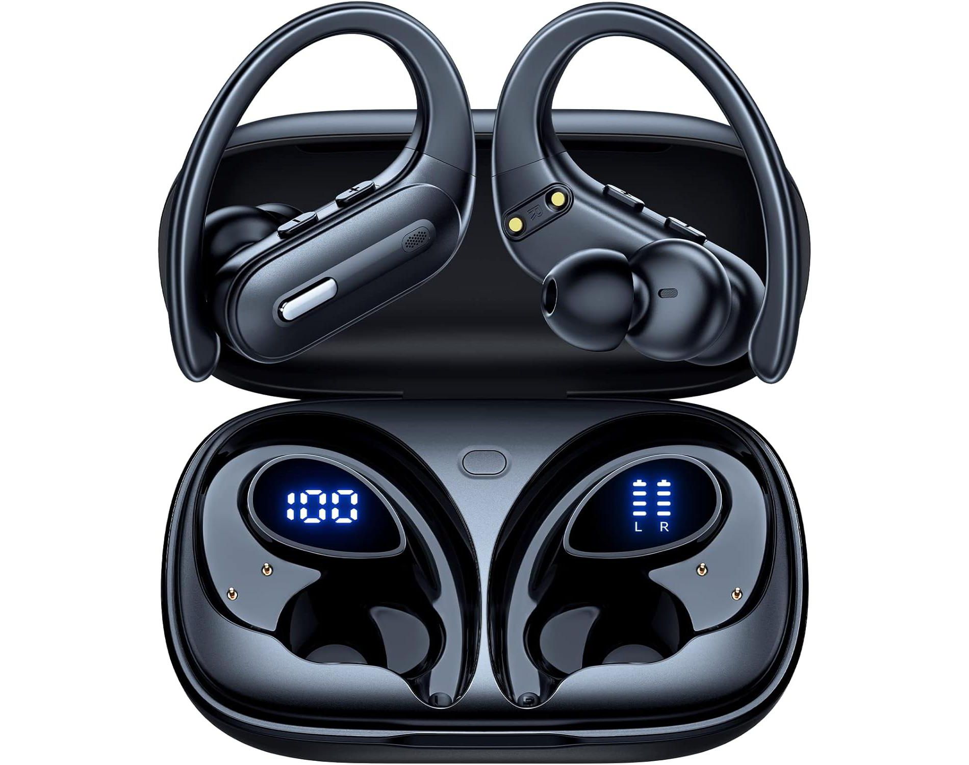 Active Noise Cancelling Wireless Earbuds Bluetooth Headphones 90 Hrs Playtime Ear Buds with Power Display Over-Ear Earphones