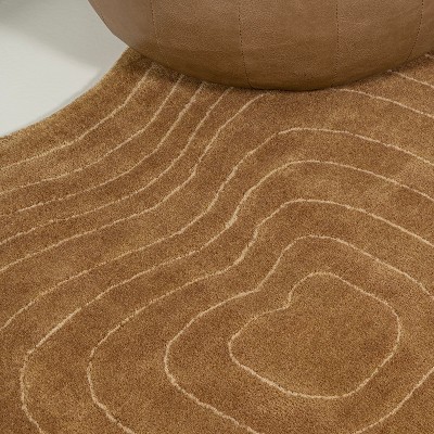 Handmade Light Brown Wool Abstract Rectangular Area Rug