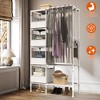NewHome "Portable Closet Wardrobe Organizer with Hanging Rod, Shelf, 4 Storage Bags & 4 Hooks for Clothes" White - 3 of 4